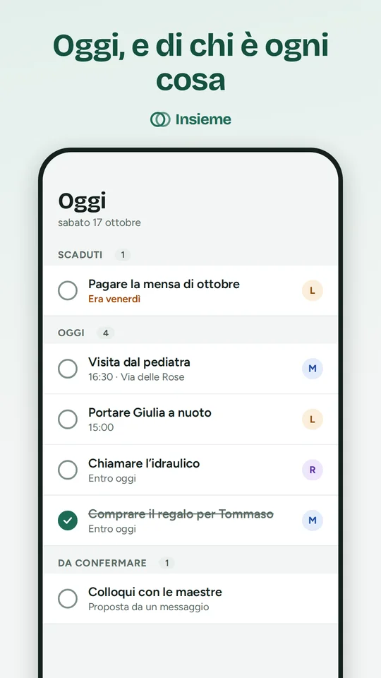 Today screen of the Insieme app